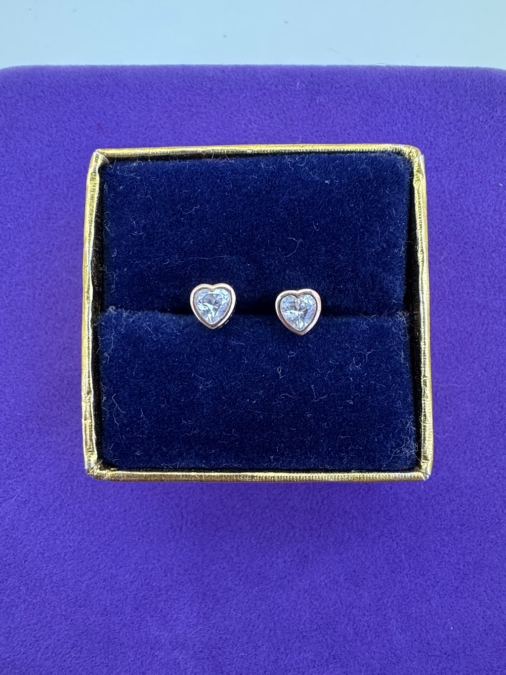 💛 Classic 925 Rose Gold Plated Heart Shaped Cubic Zirconia Stud Earrings